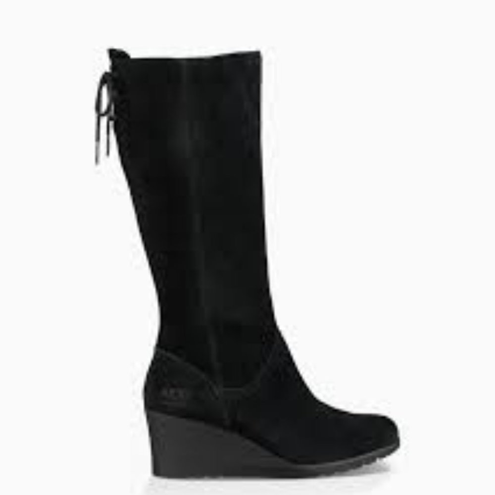 UGG Dawna Rain Tall Wedge Boots/Booties for Women Size 9 Black Suede